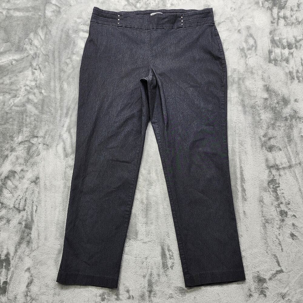 JM Collection Pants Womens XL Gray Denim-Like Pull On Crop Ankle Stretch Casual